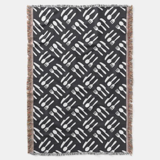 フォークのスプーンのナイフパターン スローブランケット (正面縦)