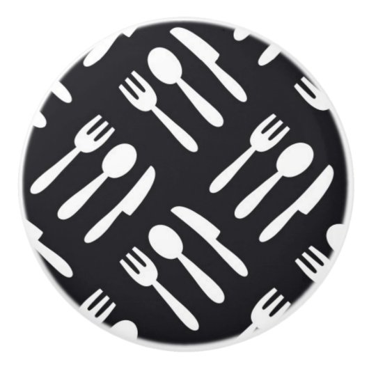 フォークのスプーンのナイフパターン セラミックノブ (正面)