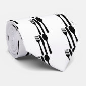 フォークのナイフのスプーンアイコン ネクタイ (ロール)