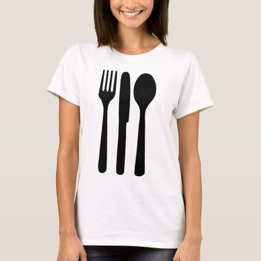 フォークのナイフのスプーンアイコン Tシャツ (正面)