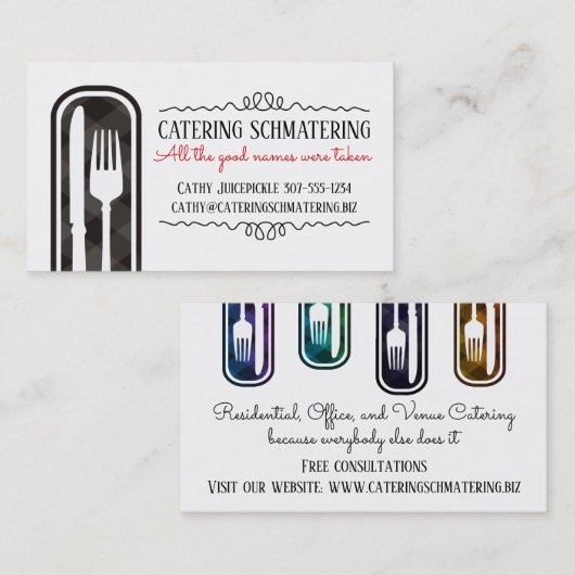 フォークのナイフの料理用のシェフのケイタリングビジネスカード 名刺 (正面/裏面)