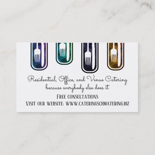 フォークのナイフの料理用のシェフのケイタリングビジネスカード 名刺 (裏面)