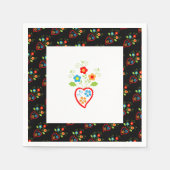 フォークのポルトガル咲くハート スタンダードカクテルナプキン (正面)