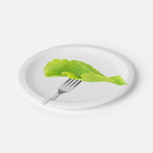 フォークのレタスの葉 ペーパープレート (アングル)