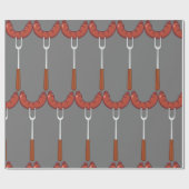 フォークの上のソーセージ ラッピングペーパー (フラット)