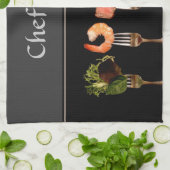 フォークの上の食事 キッチンタオル (折り畳み)