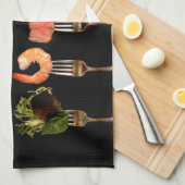 フォークの上の食事 キッチンタオル (四つ折り)