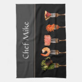 フォークの上の食事 キッチンタオル (縦)