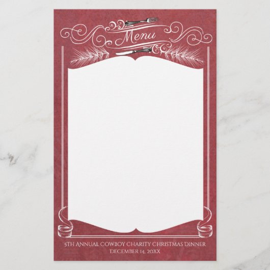 フォークの松の木のクリスマスの休日メニュー文房具 便箋 (正面)