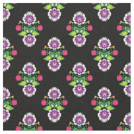 フォークの花 – ダイヤモンド形のコンポジションブラック ファブリック