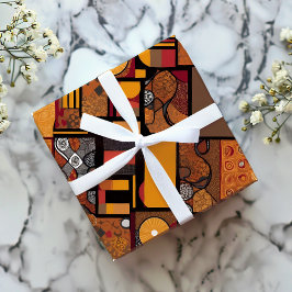 フォークの部族の素朴パッチワークのアフリカ系アメリカ人ギフト ラッピングペーパー