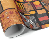 フォークの部族の素朴パッチワークのアフリカ系アメリカ人ギフト ラッピングペーパー (ロールコーナー)