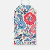 フォークの鳥、イチゴと花のプリント ギフトタグ (裏面)