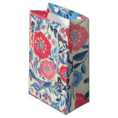 フォークの鳥、イチゴと花のプリント スモールペーパーバッグ (正面アングル)