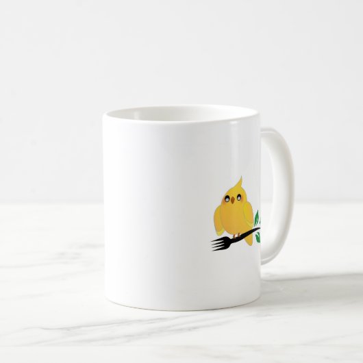 フォークを握っているかわいいcockatiel コーヒーマグカップ (正面右)