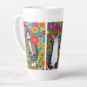 フォークアカラフルート猫と花 | AIアート カフェラテマグ (左アングル)