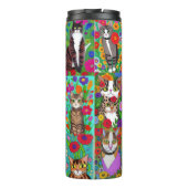 フォークアカラフルート猫と花 | AIアート タンブラー (裏面)