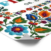 フォークアーカラフルトフローラ刺繍フィエスタウェルカム ポスター (角)