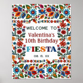 フォークアーカラフルトフローラ刺繍フィエスタウェルカム ポスター (正面)