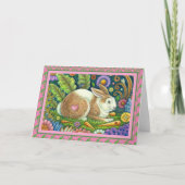 フォークアートうさぎ、ブルーバード、シークレットガーデン空白の カード (正面)