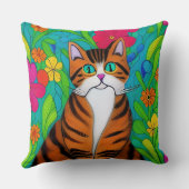 フォークアートお洒落スタイルキャットアンドフラワーズ クッション (裏面)