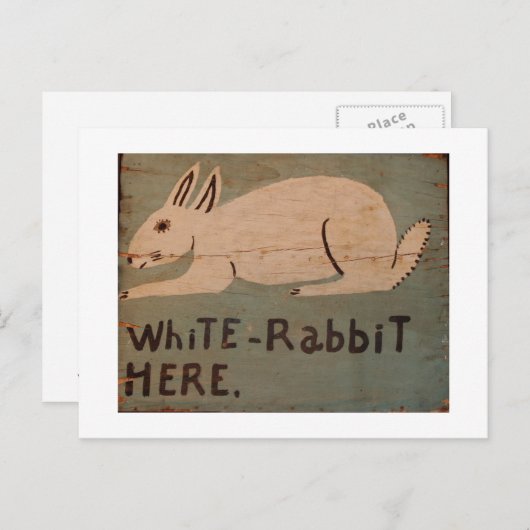 フォークアートのウサギ ポストカード (正面/裏面)