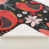 フォークアートのスカンジナビアカラフルの花模様 シェルパブランケット (3/4)