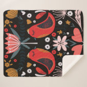 フォークアートのスカンジナビアカラフルの花模様 シェルパブランケット (正面(横))