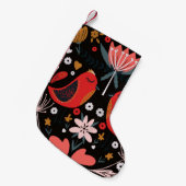 フォークアートのスカンジナビアカラフルの花模様 スモールクリスマスストッキング (正面 (吊り時))