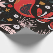 フォークアートのスカンジナビアカラフルの花模様 ラッピングペーパー (角)