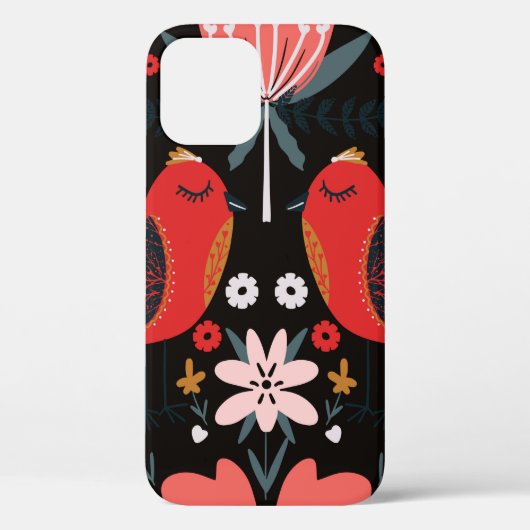 フォークアートのスカンジナビアカラフルの花模様 Case-Mate iPhoneケース (裏面)