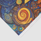 フォークアートの明るい色の猫のデコパージュ 薄葉紙 (詳細)