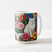 フォークアートの猫と花 コーヒーマグカップ (正面右)
