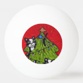 フォークアートの猫のクリスマスツリー 卓球ボール (裏面)