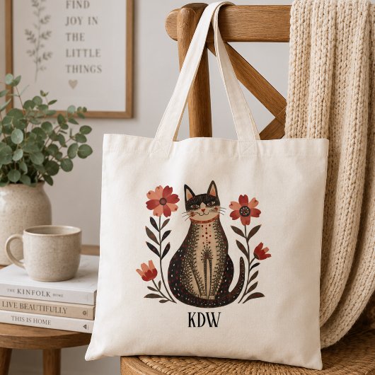 フォークアートの猫 トートバッグ
