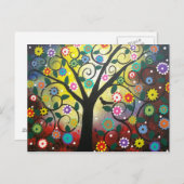 フォークアートの色のツリーby LORI EVERETTポストカード ポストカード (正面/裏面)