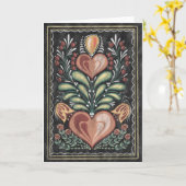 フォークアートの花とハート カード (黄色い花)