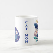 フォークアートの花と猫の母 コーヒーマグカップ (中央)