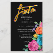 フォークアートの花のフィエスタの結婚式の招待状 Boda  (正面)