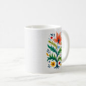 フォークアートの花の木 コテージコア風 ルスティックボタニカル コーヒーマグカップ (正面右)