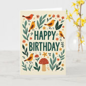 フォークアートの花の誕生日カード カード (黄色い花)