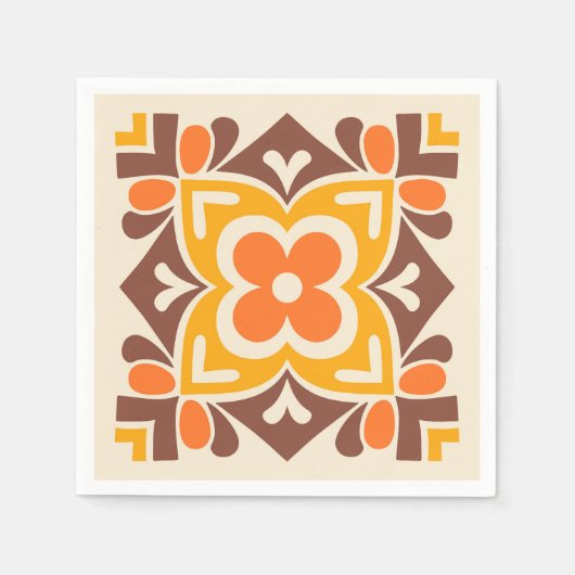 フォークアートの花 スタンダードカクテルナプキン (正面)