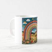 フォークアートの虹マグ コーヒーマグカップ (正面左)