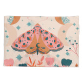 フォークアートの蛾:明るいヴィンテージイラストレーション 枕カバー (裏面)