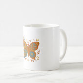 フォークアートの蝶々の花開き コーヒーマグカップ (正面右)
