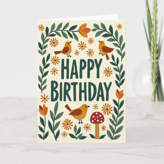 フォークアートの誕生日カード カード (正面)