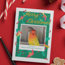 フォークアートの鳥たち カスタムフォトクリスマス
