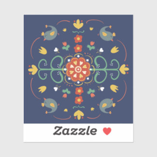 フォークアートを青で シール