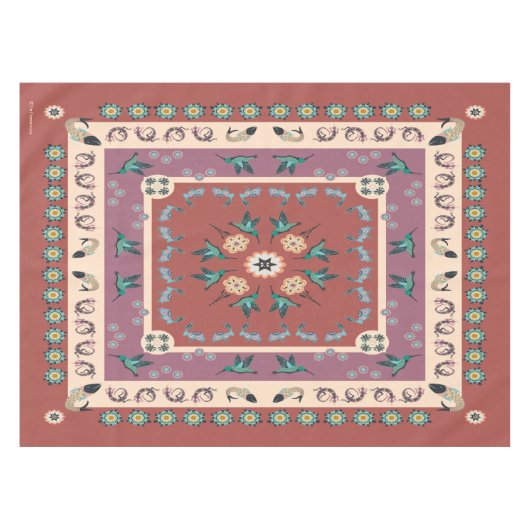 フォークアートアニマルズサウスウェストテーブルクロス テーブルクロス (正面(横))