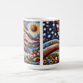 フォークアートアメリカ国旗の風景 コーヒーマグカップ (中央)